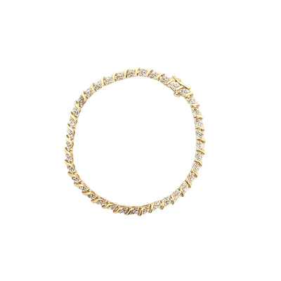 Estate Yellow Gold Diamond Fancy Link Bracelet