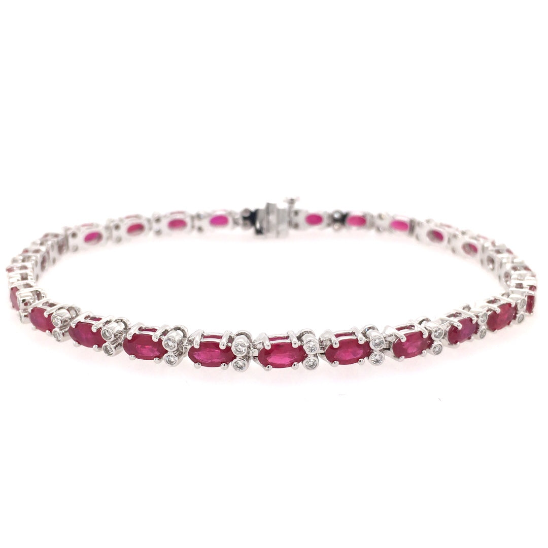 14 Karat Ruby & Diamond Tennis Style Bracelet GBR-3360-R14