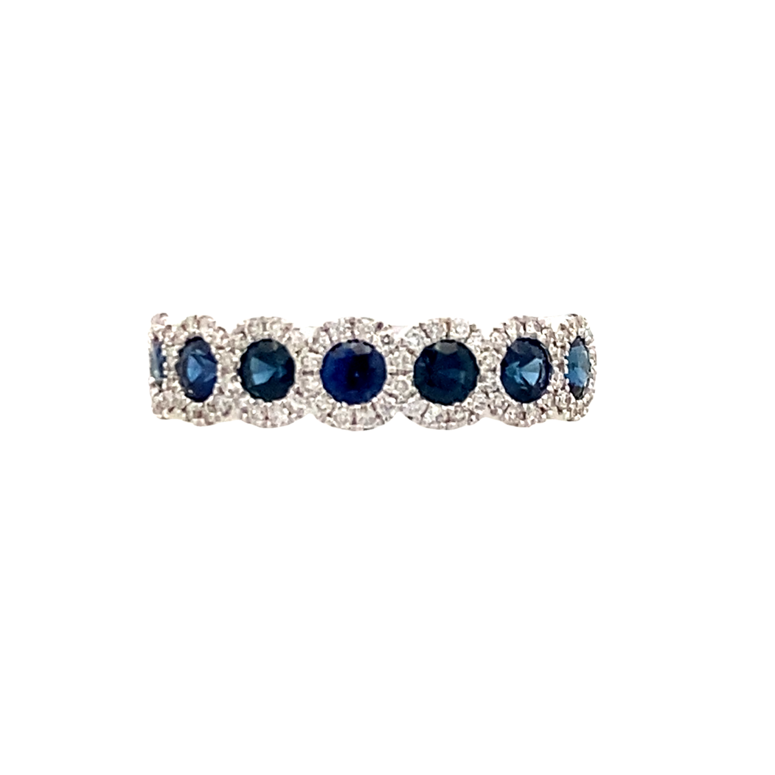 Sapphire and Diamond Halo Style Ring  in White Gold