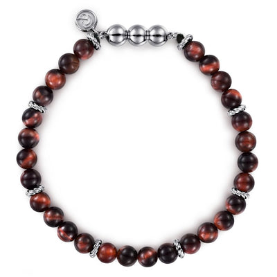 Tigers Eye Beaded Bracelet in Silver by Gabriel & Co.