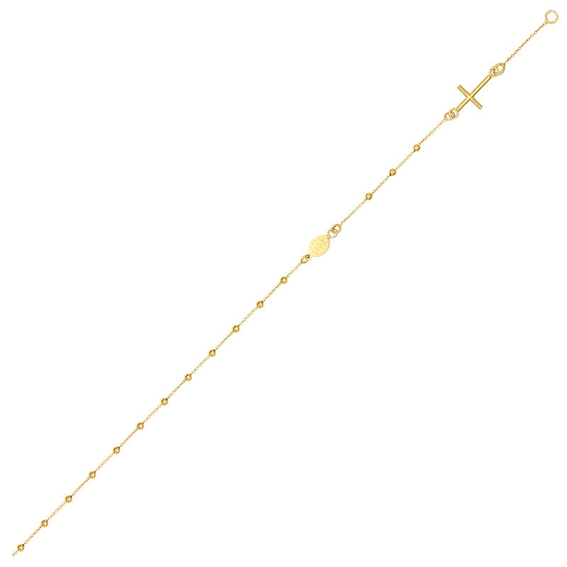 Beaded Rosary Bracelet in Yellow Gold