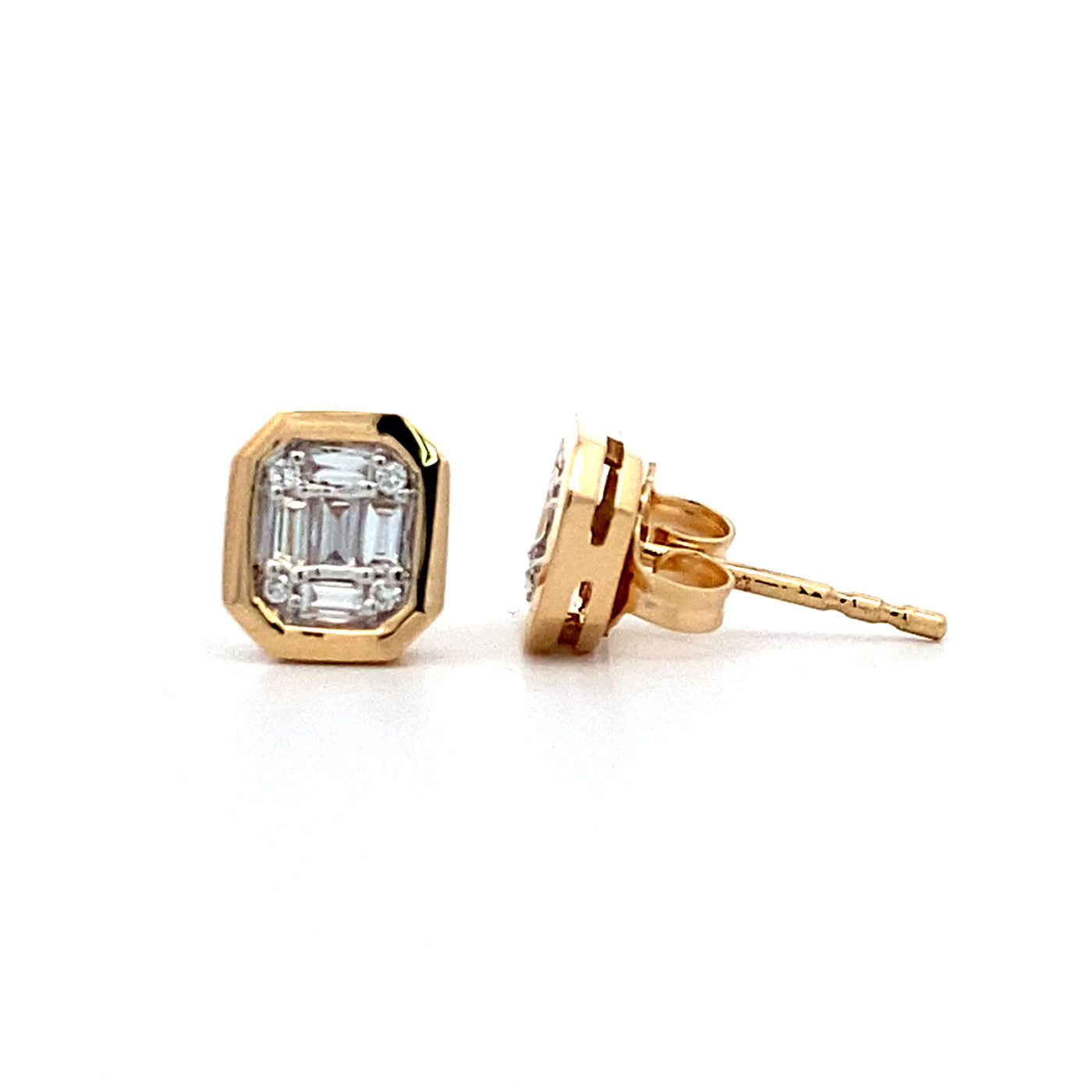 Mosaic Stud Earrings in Yellow Gold by Allison Kaufman