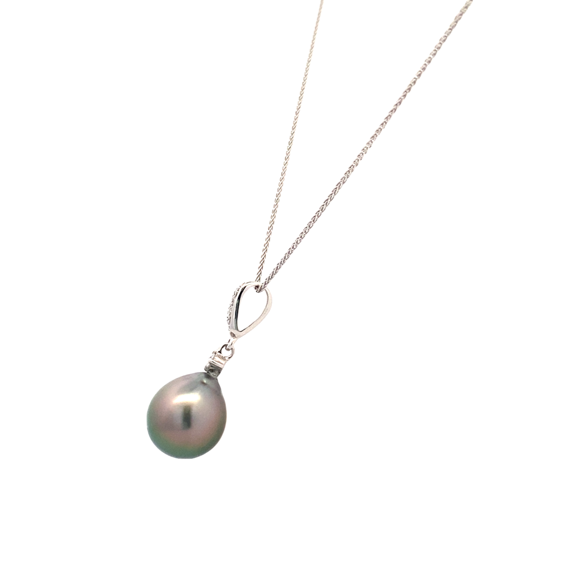 Tahitian Pearl Drop Pendant in White Gold