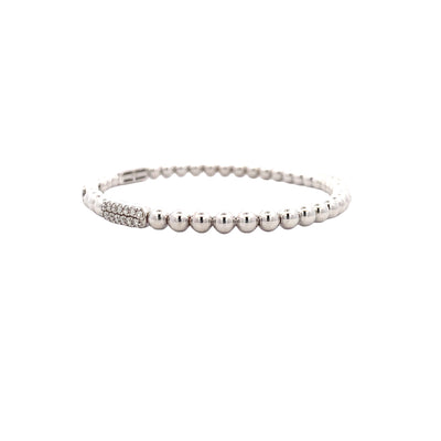 Two Row Station Diamond Bujukan Bangle in White Gold by Gabriel NY