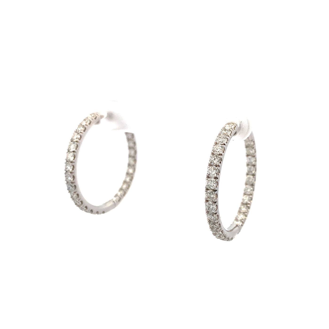 14 KT White Gold Hoop Earrings Diamond Earrings HS181130-14WF