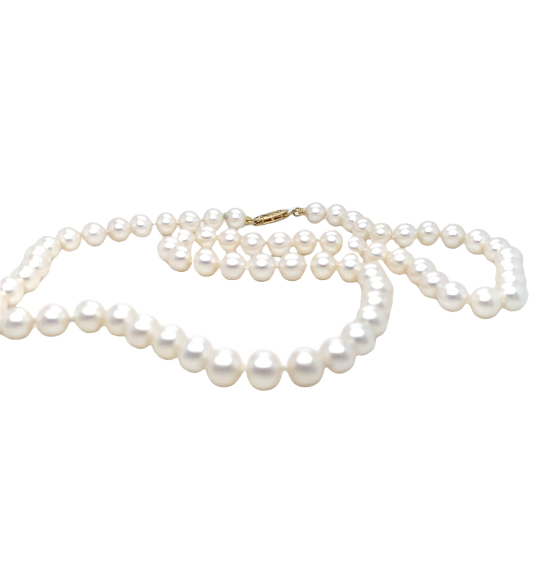 17-19" Pearl Necklace in Yellow Gold by B&C