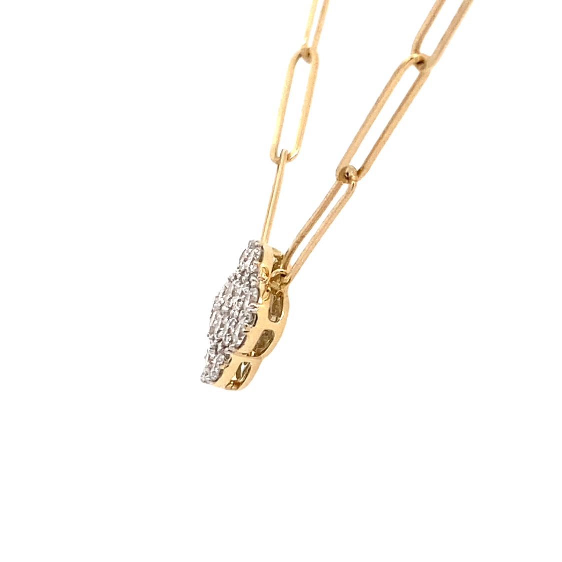 Yellow Gold Diamond Clover Shape Necklace