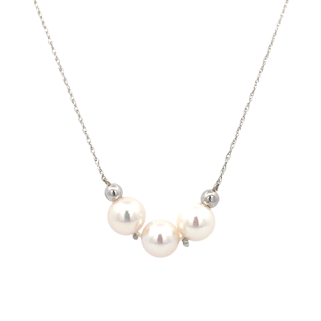 Three Pearl Add-a-pearl Pearl Necklace in White Gold by B&C