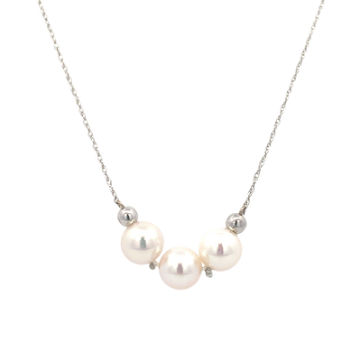 Beeghly & Co. White Gold Three Pearl Add-a-pearl Pearl Necklace AAP1-6514W