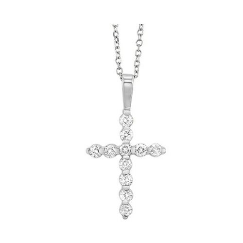 1/2 ctw Diamond Cross Pendant in White Gold