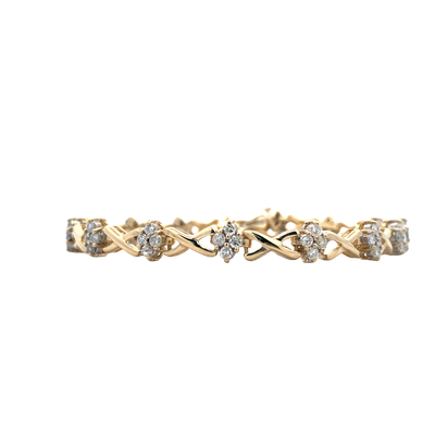 Estate Diamond Link Bracelet in Yellow Gold