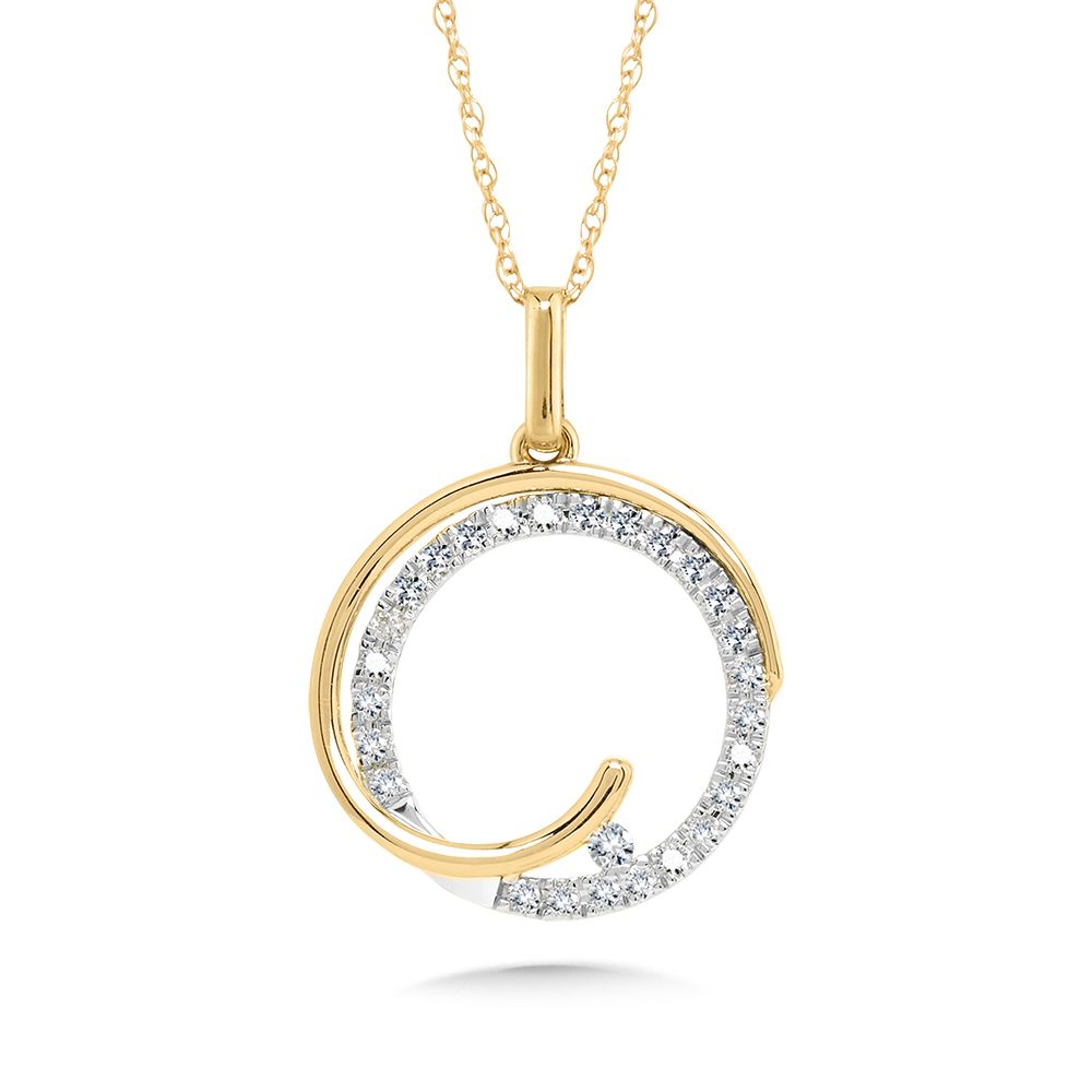 Two-Tone Diamond Circle Pendant