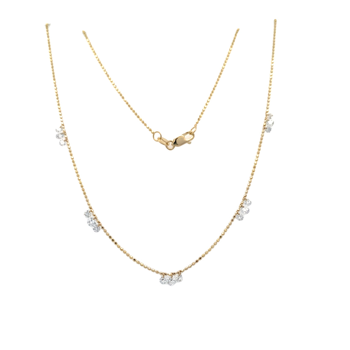 Diamond Station Necklace in Yellow Gold