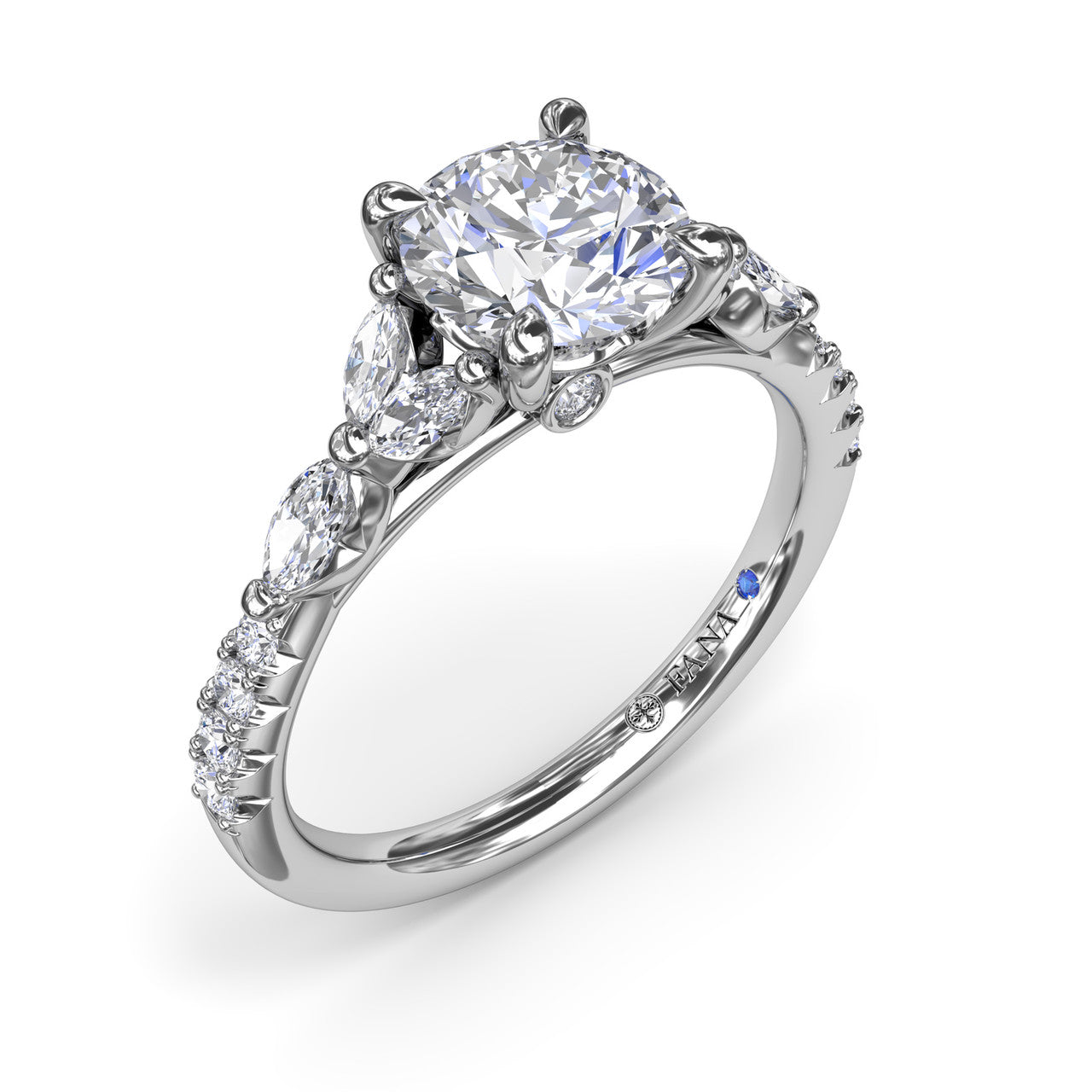 FANA White Gold Side Stones Diamond Engagement Ring S4121/WG