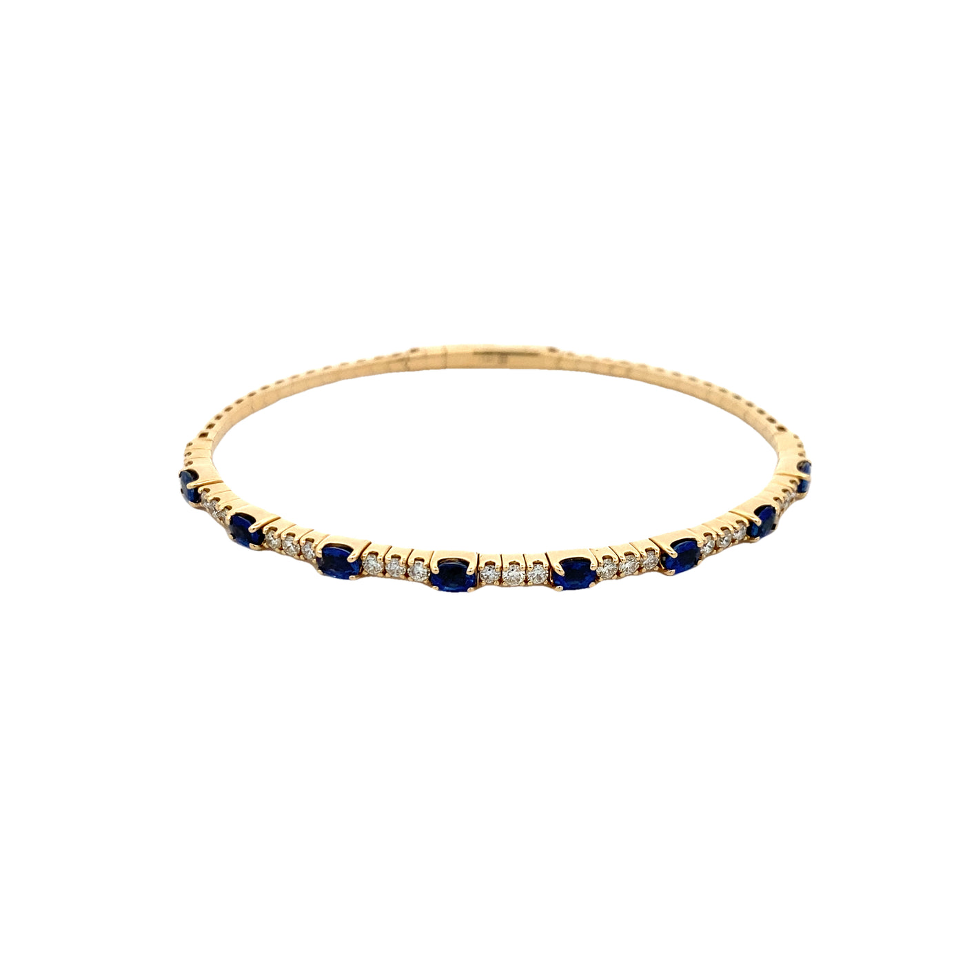 Yellow Gold Sapphire and Diamond Flex Gemstone Bangle Bracelets BCV1048_SAP-304