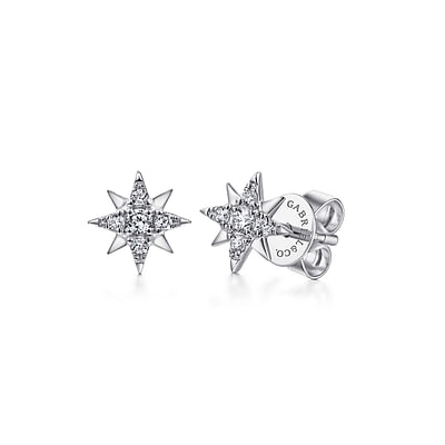 Diamond Star Stud Earrings in White Gold by Gabriel & Co.