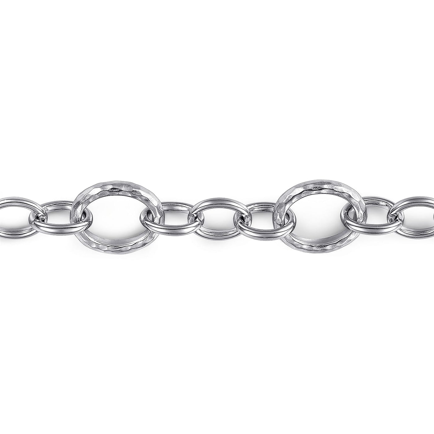 Hammered Fancy Link Bracelet in Silver by Gabriel NY