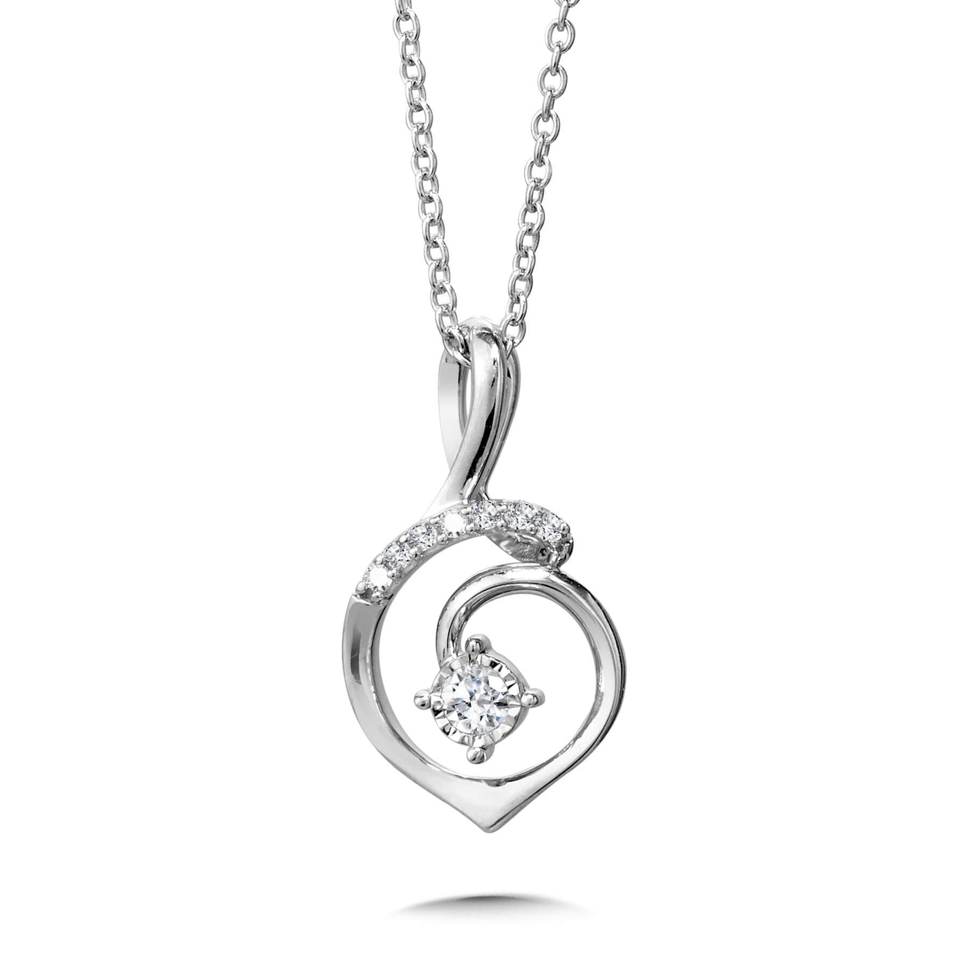 Diamond Swirl Pendant in Silver