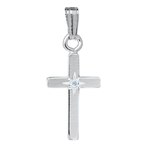 Cross with Diamond Acccent in Silver