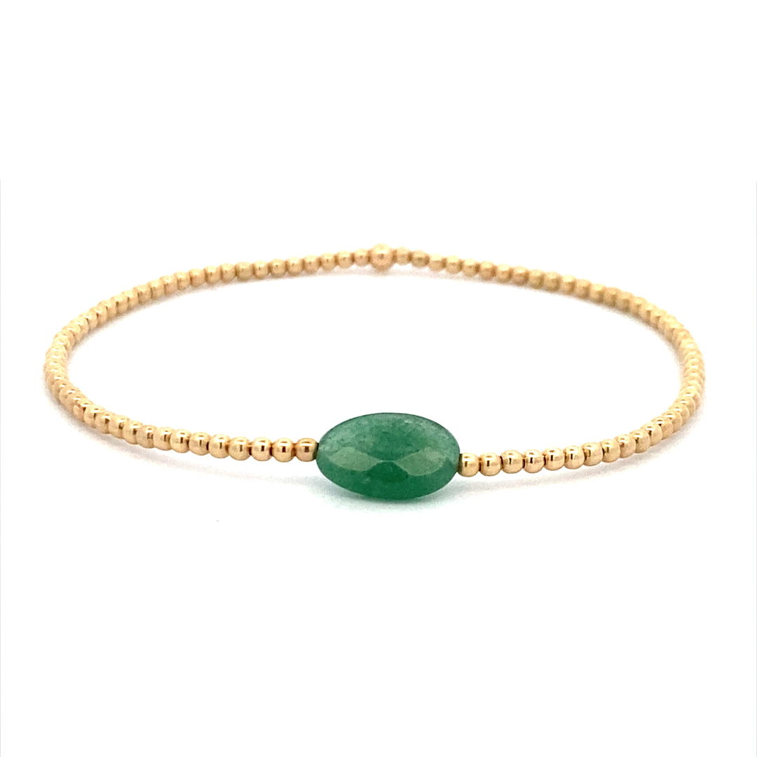 2mm Aventurine Stretch Bracelet in Yellow Gold by Karen Lazar