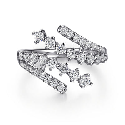 Gabriel & Co. White Gold Diamond Crossover Ring