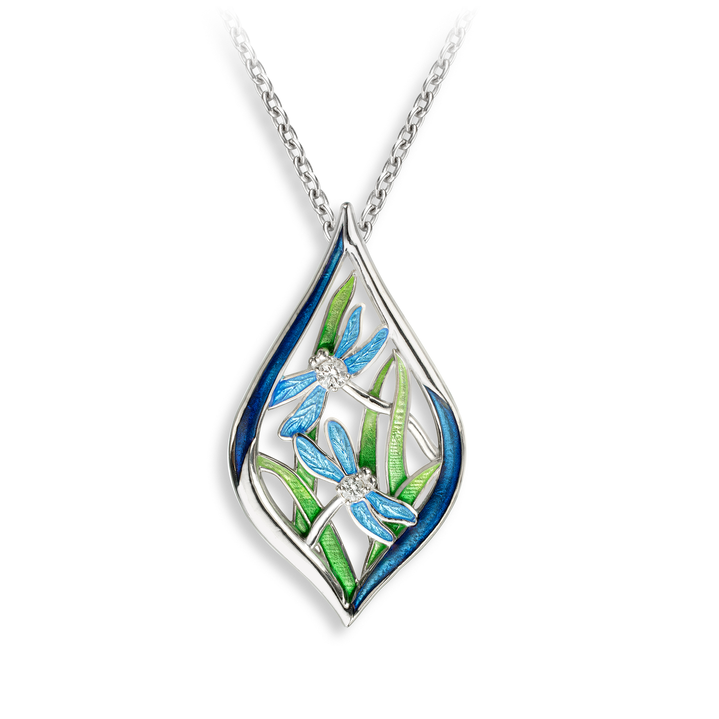 Nicole Barr Silver Enamel Dragonfly Pendant