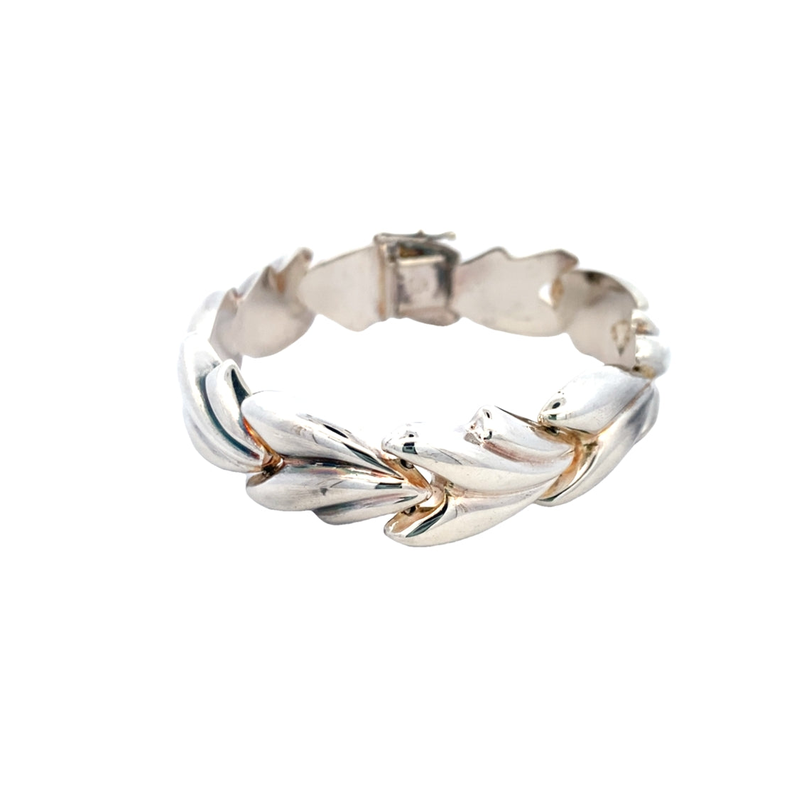 Estate Fancy Leaf Bangle in Silver