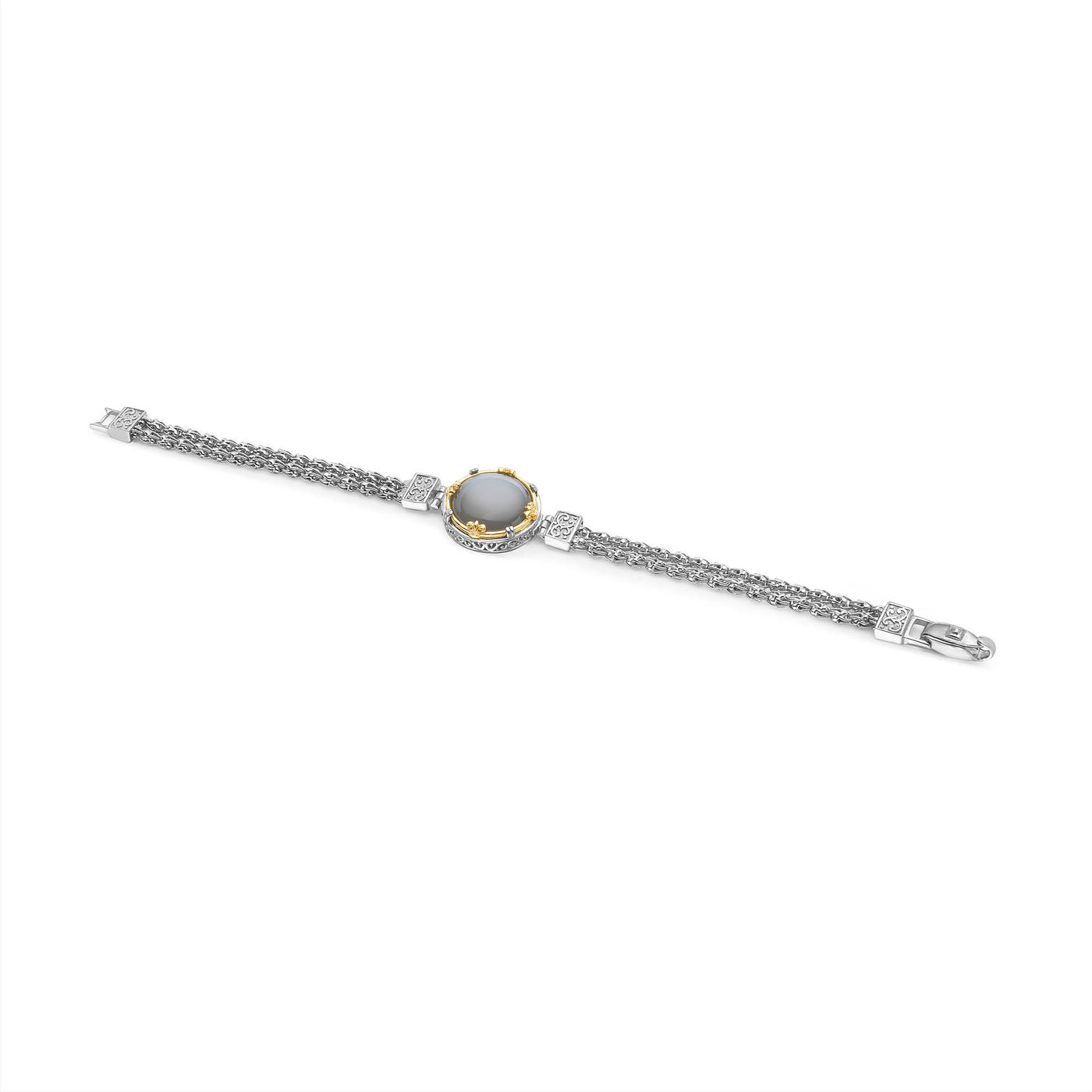 Gray Moonstone Bracelet in Two-Tone Gold by Anatoli