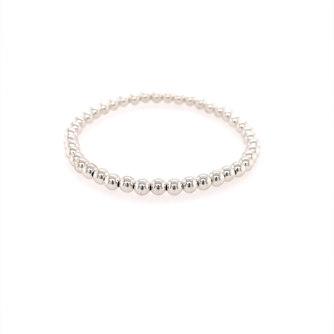 4mm Stretch Beaded Bracelet in SIlver by Karen Lazar