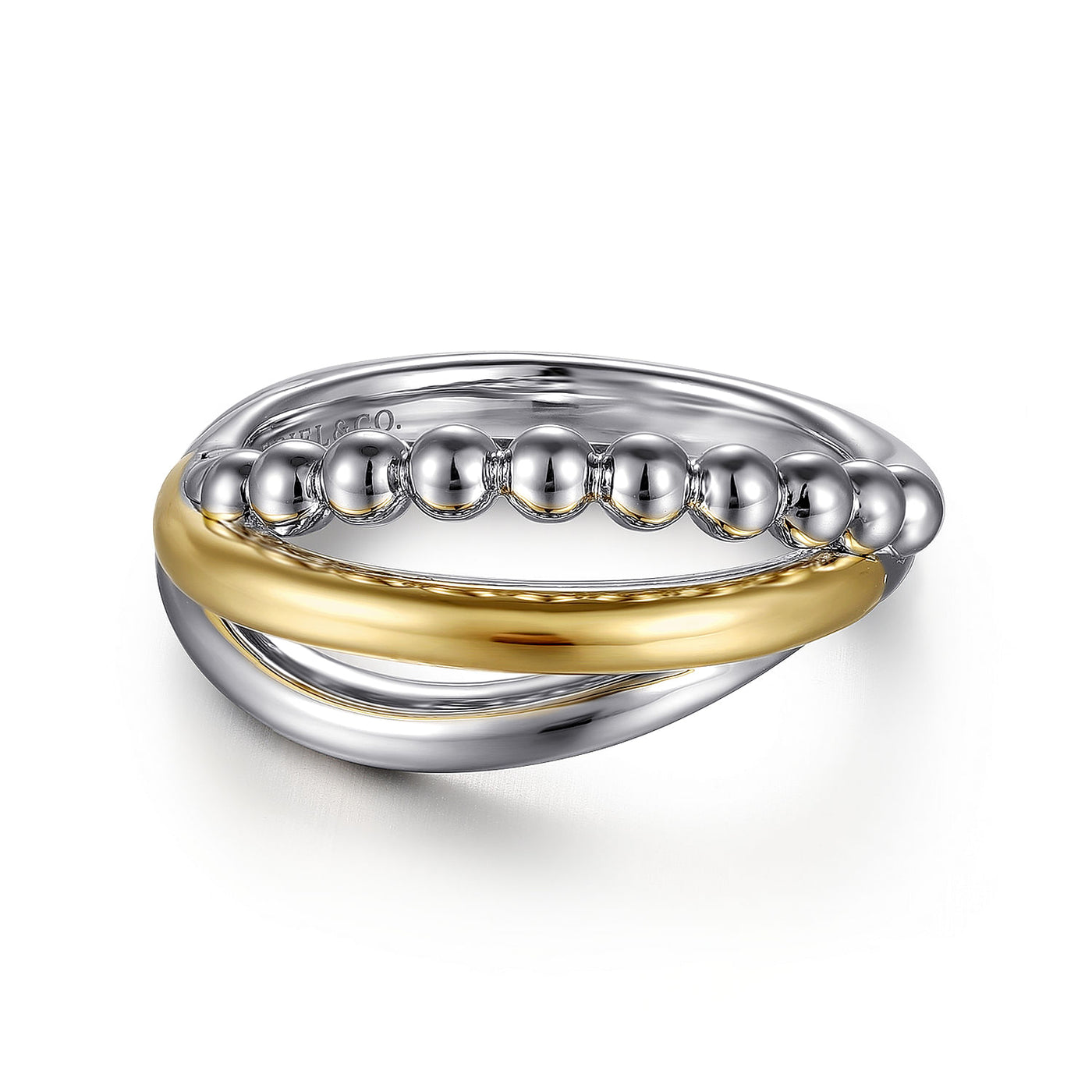 Bujukan Twist Ring in Two-Tone Gold by Gabriel & Co.