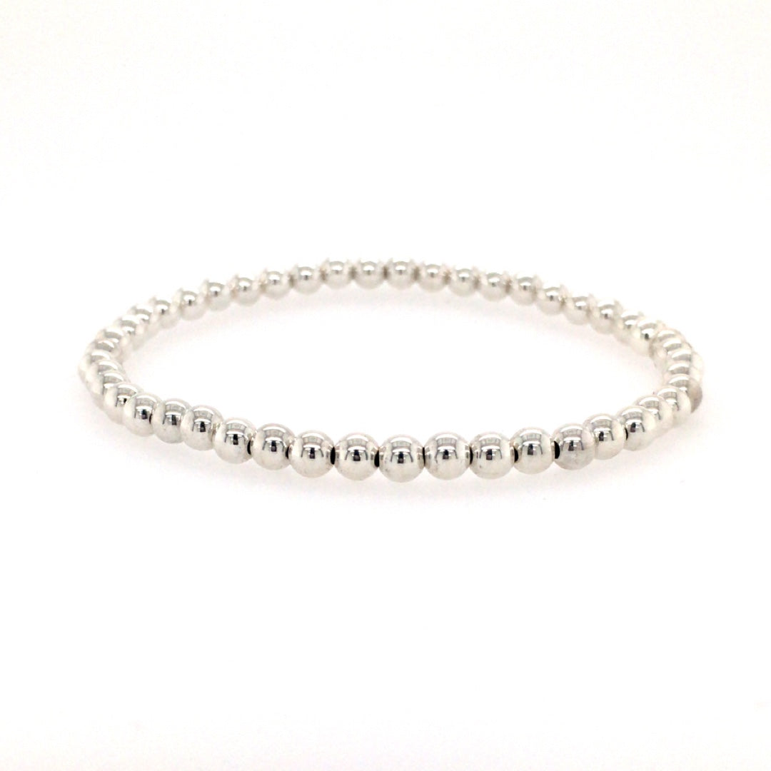 Karen Lazar Stretch 4mm Sterling Silver Beaded Bracelet Size 6.5