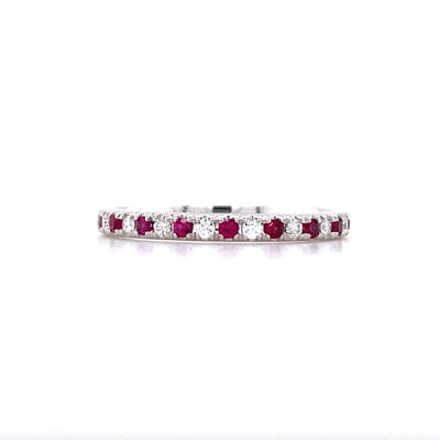 1/4ctw Ruby and Diamond Band in White Gold by B&C