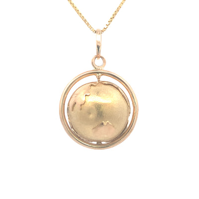 Estate Globe Pendant and Chain in Yellow Gold