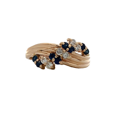 Estate Twist Sapphire & Diamond Ring in Yellow Gold