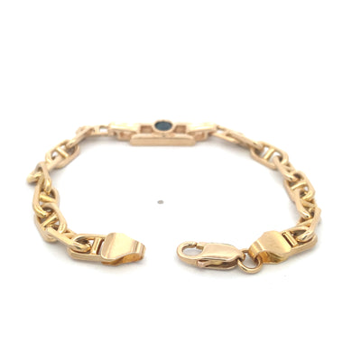 Estate Sapphire Fancy Link Bracelet in Yellow Gold