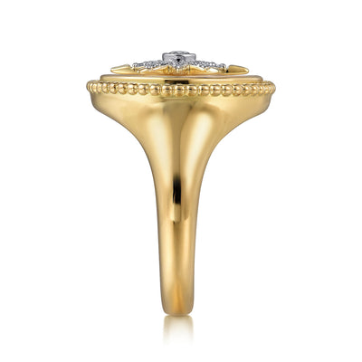 Mother of Pearl Starburst Ring in Yellow Gold by Gabriel & Co.