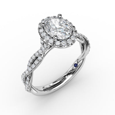 FANA White Gold Halo Round Shape Engagement Rings S3111/WG
