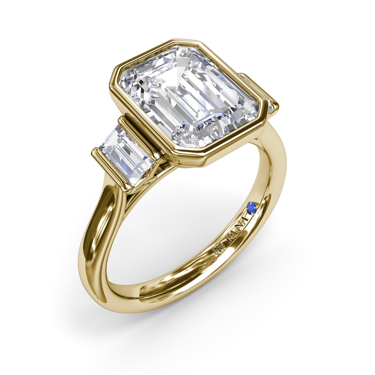 FANA Yellow Gold Emerald Cut Diamond Engagement Ring S4233/YG
