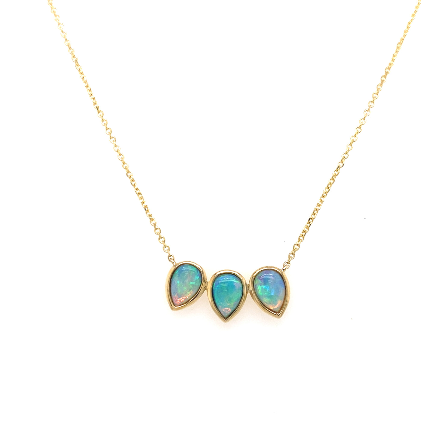 Australian Opal Bar Necklace in Yellow Gold by Parle