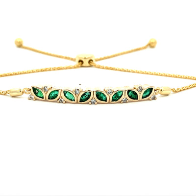 Emerald Bar Bracelet in Yellow Gold by B&C