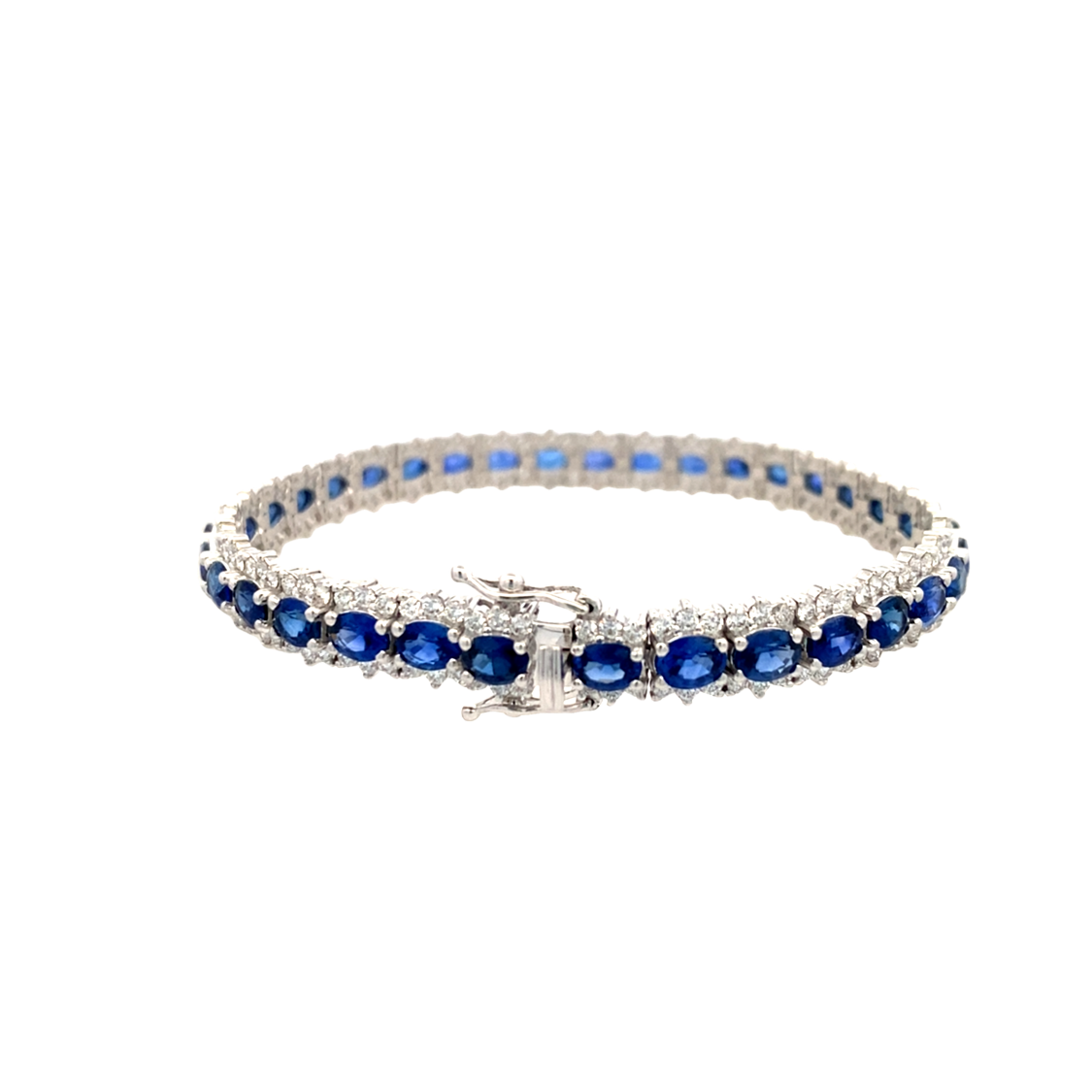 Simon G Jewelry  White Gold Sapphire & Diamond Tennis Braceelt