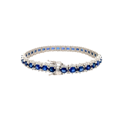 Simon G Jewelry  White Gold Sapphire & Diamond Tennis Braceelt