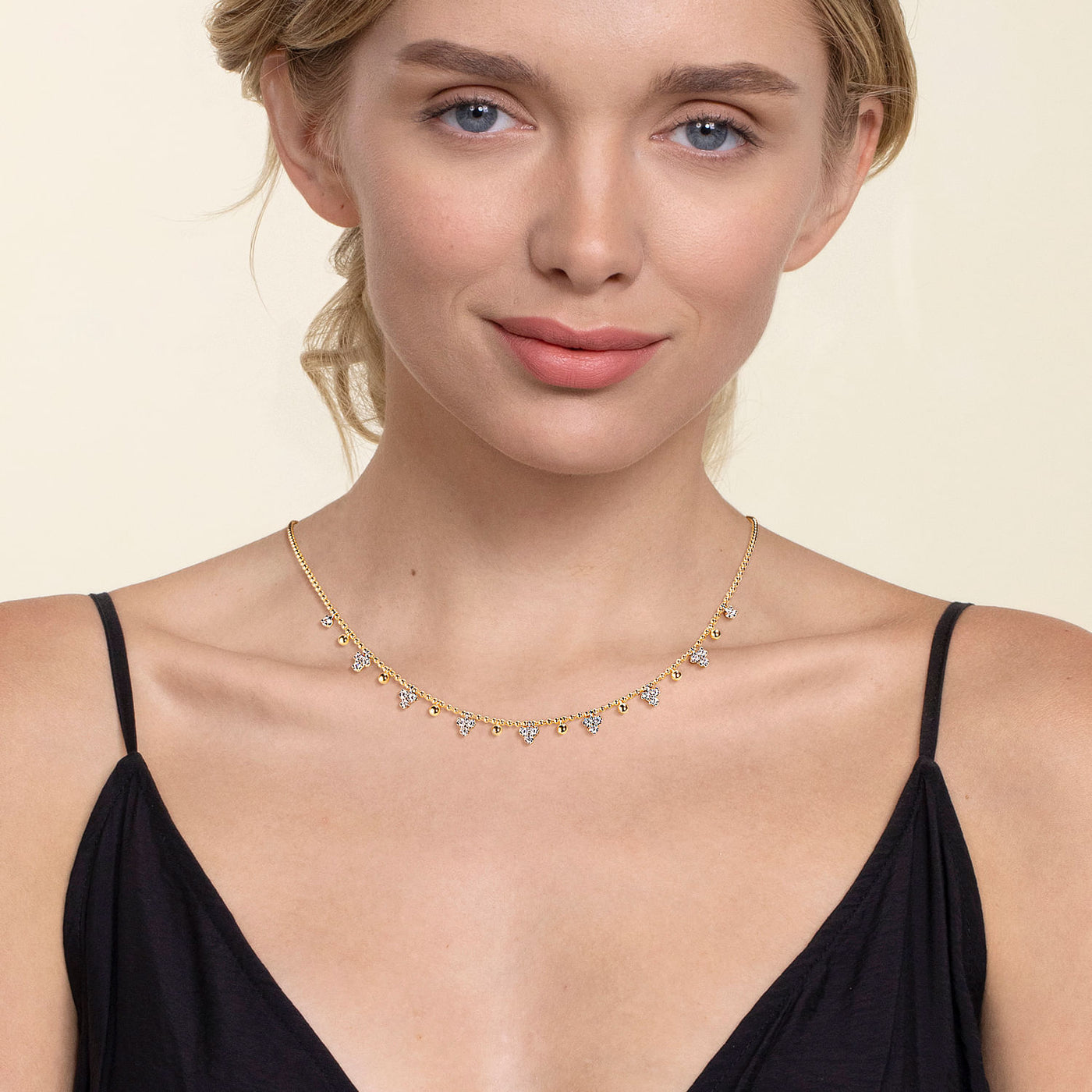 Gabriel & Co. Two-Tone Diamond Beaded Necklace