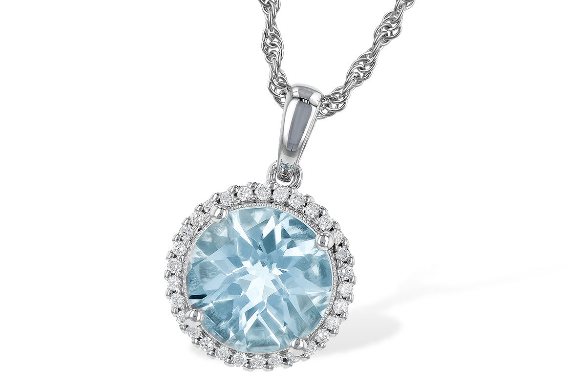 Aquamarine and Diamond Pendant in White Gold by Allison Kaufman