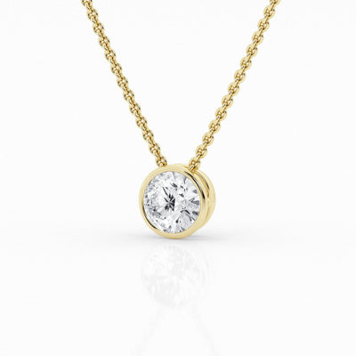 LAB-Created 1/4ct Diamond Solitaire Pendant in Yellow Gold