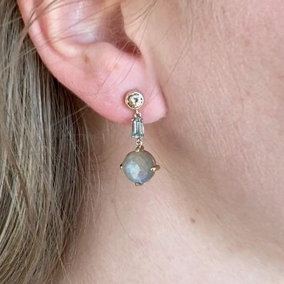 Labradorite and Zircon and Sapphire Earrings in Two-Tone Gold by B&C