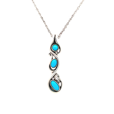 BCJ Estate Jewelry Silver Drop Turquoise Pendant