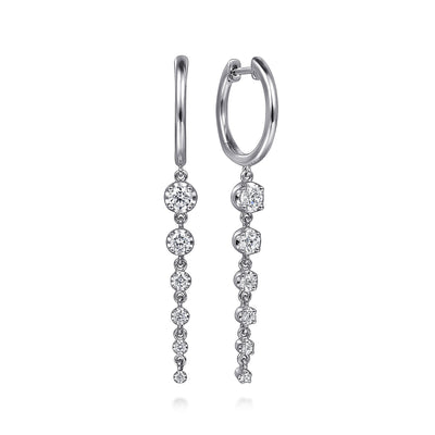 Graduating Diamond Dangling Earrings in White Gold by Gabriel & Co.