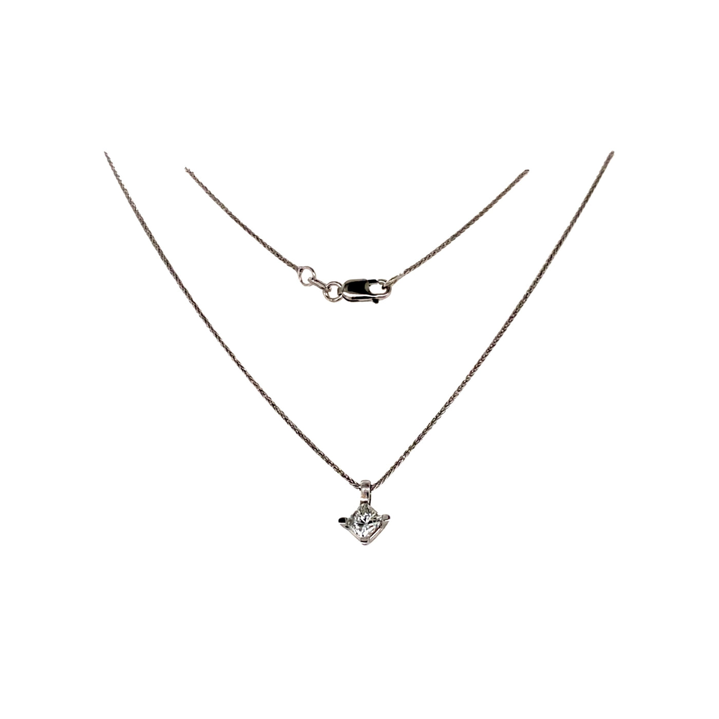 Diamond Solitaire Pendant in White Gold by B&C