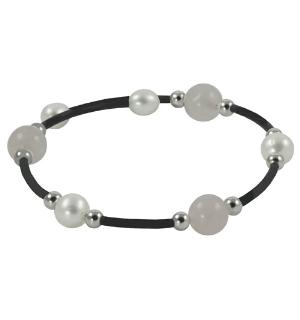 Rose Quartz and Pearl Bracelet in Silver by Imperial Pearl